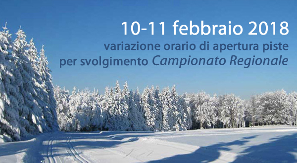 10 e 11 febbraio: variazione apertura piste per Campionato Regionale Sci di Fondo