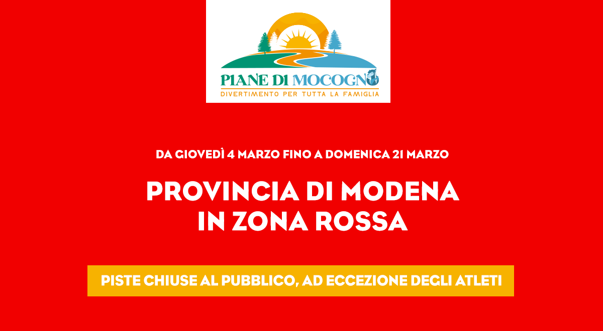 ZONA ROSSA: centro fondo chiuso al pubblico, aperto SOLO per atleti di interesse nazionale